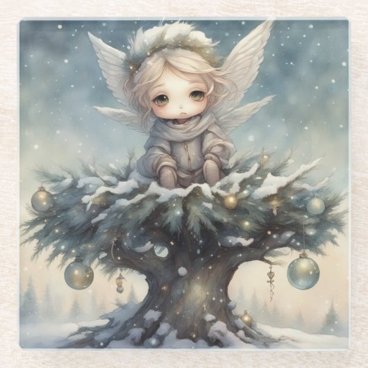 Kleiner Weihnachtsgel Glasuntersetzer (Vorderseite)