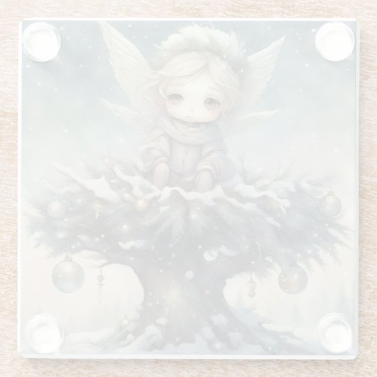 Kleiner Weihnachtsgel Glasuntersetzer (Rückseite)