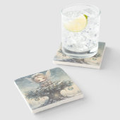 Kleiner Weihnachtsgel Steinuntersetzer (Seitenansicht)