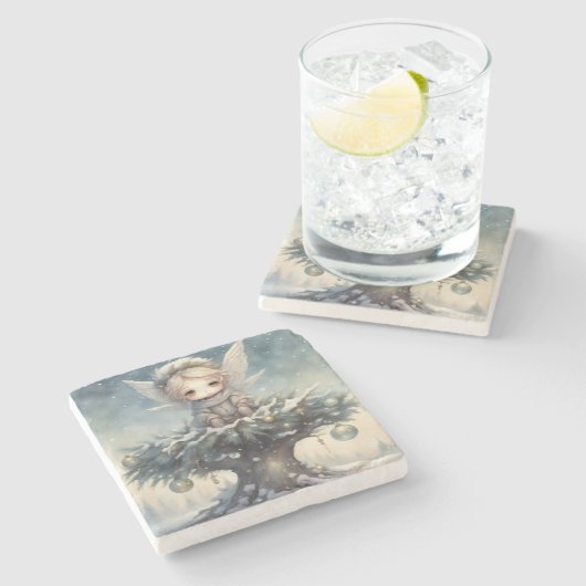 Kleiner Weihnachtsgel Steinuntersetzer (Seitenansicht)