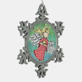 Kleiner Weihnachtsgel und Star Schneeflocken Zinn-Ornament (Links)