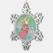 Kleiner Weihnachtsgel und Star Schneeflocken Zinn-Ornament (Rechts)