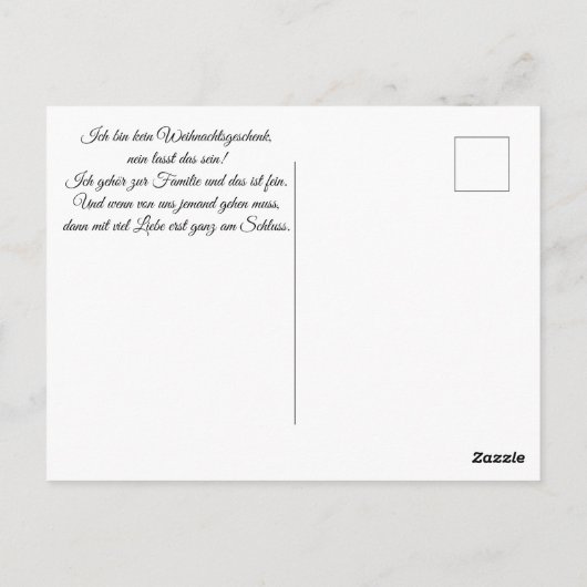 Kleiner Weihnachtshund mahnt a Postkarte (Rückseite)