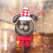 Kleiner Weihnachtshund mit Strickmütze und Schal Fensteraufkleber (Blatt 2)