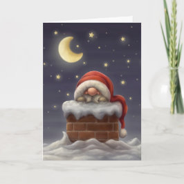 Kleiner Weihnachtsmann im Kamin Feiertagskarte