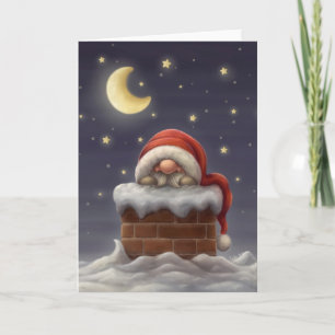 Kleiner Weihnachtsmann im Kamin Feiertagskarte