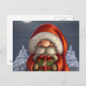 Kleiner Weihnachtsmann mit Geschenk Feiertagspostkarte (Vorne/Hinten)