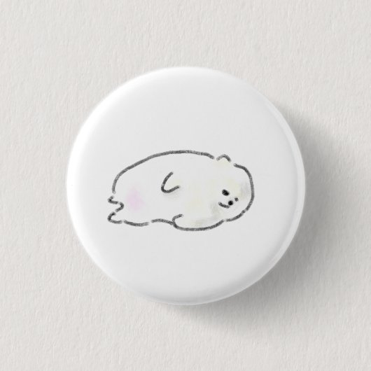 Kleiner Weißer Bär liegt Button (Vorderseite)