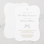 kleiner weißer Bogen Erste Heilige Kommune Einladung (Vorne/Hinten)