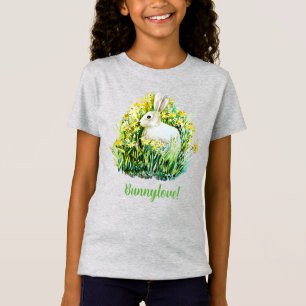 Kleiner weißer Hasen und Blume T - Shirt