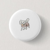 Kleiner Weißer Hund in Brauner Pullover Geschenk Button (Vorderseite)