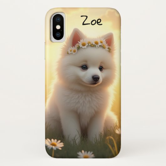 Kleiner, weißer Spitz-Welpe Case-Mate iPhone Hülle (Rückseite)