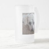 Kleiner weißer Teacup Poodle Hund Mattglas Bierglas (VorderseiteRechts)