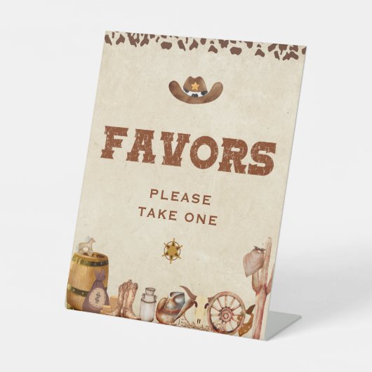 Kleiner Western Cowboy Baby Dusche Danke schön Sockelschild (Vorderseite)