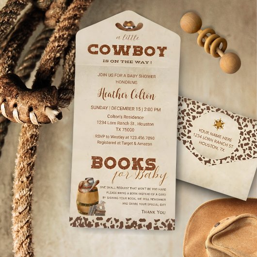 Kleiner Western Cowboy Babydusche All In One Einladung