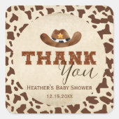 Kleiner Western Cowboy Babydusche Quadratischer Aufkleber (Vorderseite)