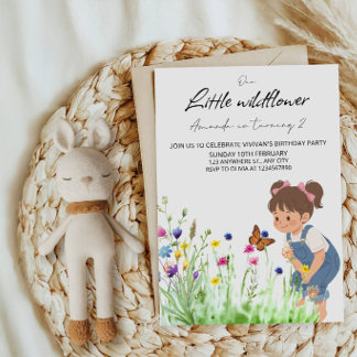 Kleiner Wildblumen-Geburtstagsparty - Boho Blumenm Einladung