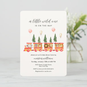 Kleiner Wilder Safari-Tiere-Zug Baby Shower Einladung