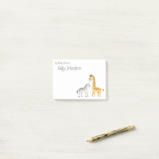 Kleiner Zebra und Giraffe Post-it Klebezettel (Auf Schreibtisch)