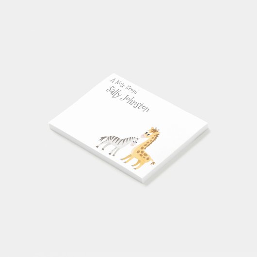 Kleiner Zebra und Giraffe Post-it Klebezettel (angewinkelt)
