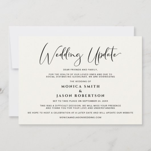 Kleinere Aktualisierung der Pläne Ankündigung (Vorderseite)