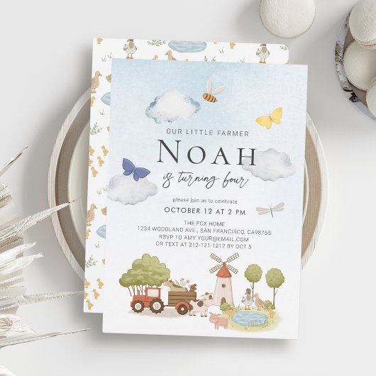 Kleinere Bauer Tiere Jungtiere Einladung