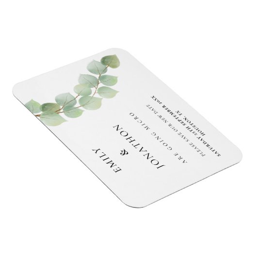 Kleinere Eukalyptus-Hochzeiten sparen das Datum Magnet (Rechte Seite)