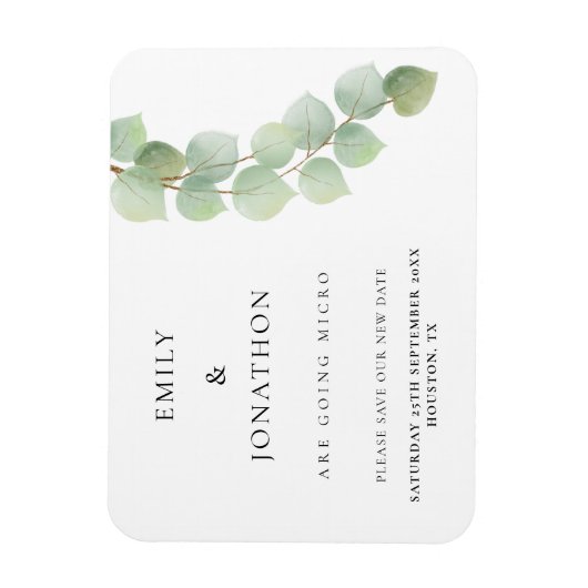 Kleinere Eukalyptus-Hochzeiten sparen das Datum Magnet (Vertikal)