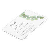 Kleinere Eukalyptus-Hochzeiten sparen das Datum Magnet (Linke Seite)