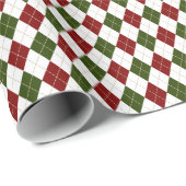 kleinere festlich-grüne Raute kariert Geschenkpapier (Rolleneckpunkt)