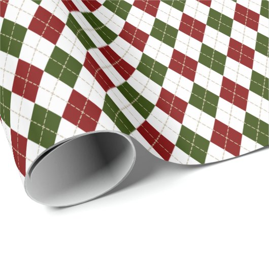 kleinere festlich-grüne Raute kariert Geschenkpapier (Rolleneckpunkt)
