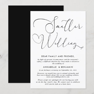Kleinere Hochzeit   Ankündigung der Verkleinerung