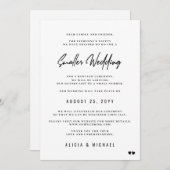 Kleinere Hochzeit moderne minimale Zeremonie Ankündigung (Vorne/Hinten)