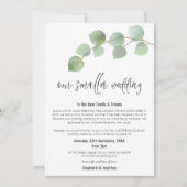 Kleinere Hochzeitssenkung Moderne Schrift Eukalypt Ankündigung (Vorderseite)