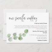 Kleinere Hochzeitsskripte Elegant Eukalyptus Ankündigung (Vorderseite)