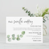 Kleinere Hochzeitsskripte Elegant Eukalyptus Ankündigung (Stehend Vorderseite)