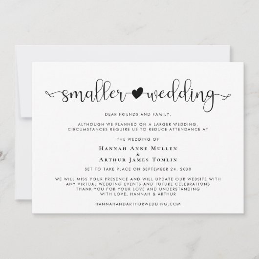 Kleinere Hochzeitwechsel - Herz Ankündigung (Vorderseite)