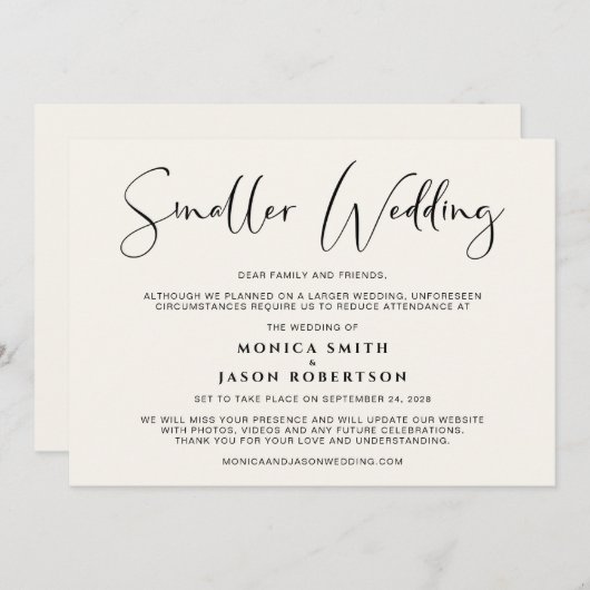 Kleinere überdimensionierte Hochzeitswechsel Ankündigung (Vorne/Hinten)