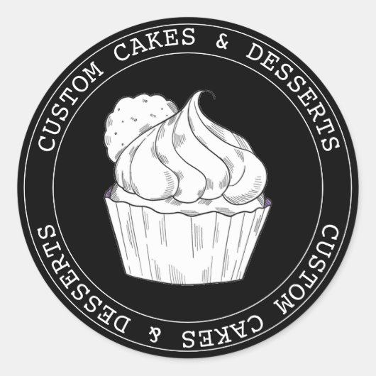 Kleinere Unternehmen, moderne schwarze Kuchen Runder Aufkleber (Vorderseite)