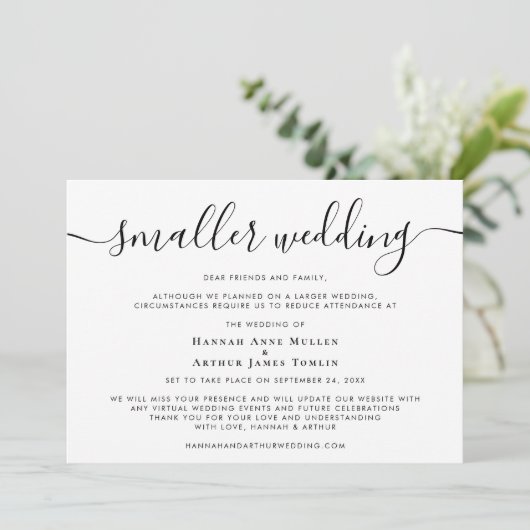 Kleinere verkürzte Hochzeitsschrift Ankündigung (Stehend Vorderseite)