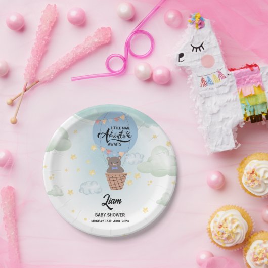 Kleines Abenteuer erwartet Bärendusche Pappteller (Party)