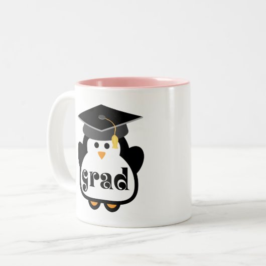 Kleines Absolventpenguin-Abschluss-Geschenk Zweifarbige Tasse (Vorderseite Links)
