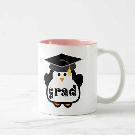 Kleines Absolventpenguin-Abschluss-Geschenk Zweifarbige Tasse (Rechts)