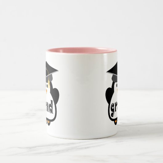 Kleines Absolventpenguin-Abschluss-Geschenk Zweifarbige Tasse (Mittel)