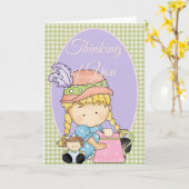 Kleines Agnus-Mädchen-Denken Sie an Ihre Grußkarte Karte (Gelbe Blume)