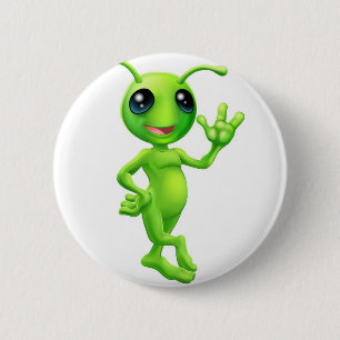 Kleines alien des grünen Mannes Button