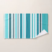 Kleines, Aquamarin gestreiftes Monogramm Badhandtuch Set (Handtuch)
