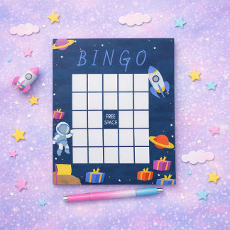 Kleines Astronaut-Baby-Shower-Bingo-Spiel Notizblock