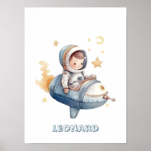 Kleines Astronautenflugzeug anpassbar Poster