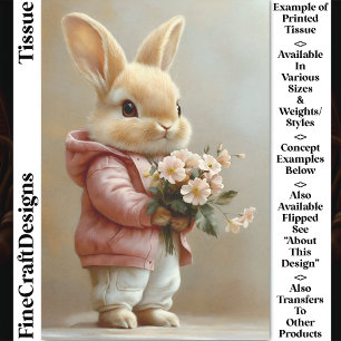 Kleines Baby-Bunny-Kaninchen, Blumen CW6R Decoupag Seidenpapier